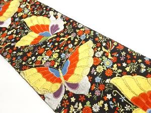 蝶に花々・鳥模様織出し袋帯